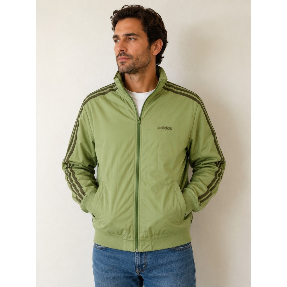 Vintage Adidas Essentials Track Jacket Full Zip Green unisex Med Hip Hop 2006